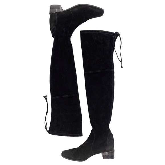 Stuart Weitzman Charolet Lucite Suede Over The Knee OTK Thigh High Boots 7 - Picture 3 of 9